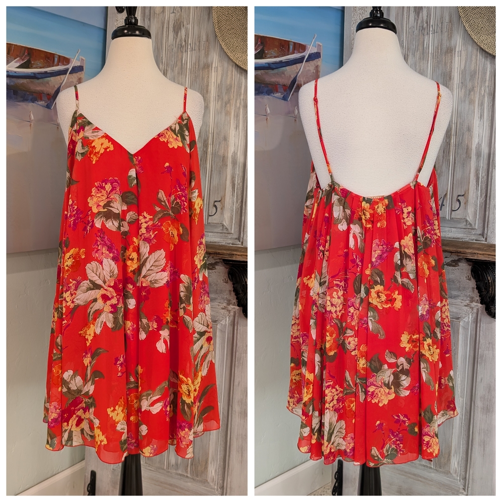 Wayf Orange Floral Dress